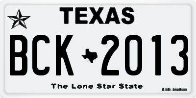 TX license plate BCK2013