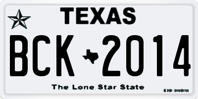 TX license plate BCK2014