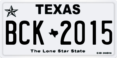 TX license plate BCK2015