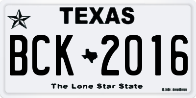 TX license plate BCK2016
