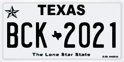 TX license plate BCK2021