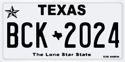 TX license plate BCK2024