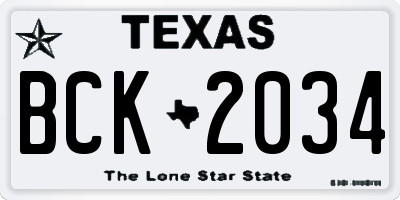TX license plate BCK2034