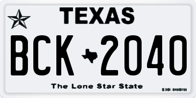 TX license plate BCK2040