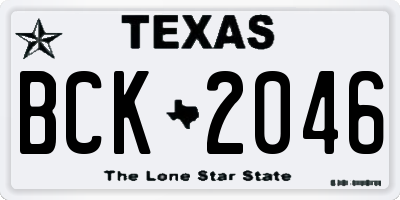TX license plate BCK2046