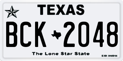 TX license plate BCK2048