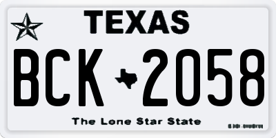 TX license plate BCK2058