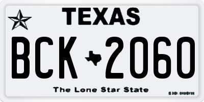 TX license plate BCK2060