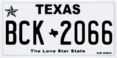 TX license plate BCK2066