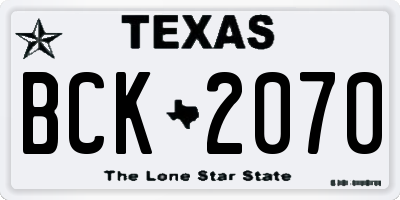TX license plate BCK2070