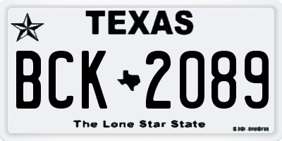 TX license plate BCK2089