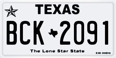 TX license plate BCK2091