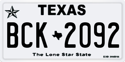 TX license plate BCK2092