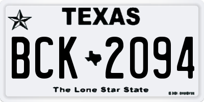TX license plate BCK2094