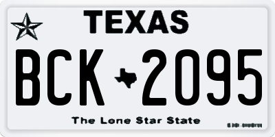 TX license plate BCK2095