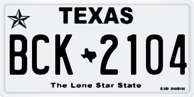 TX license plate BCK2104