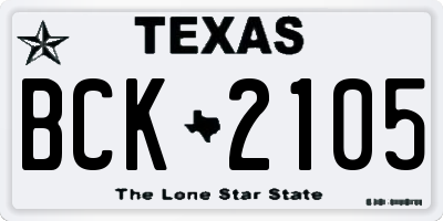 TX license plate BCK2105