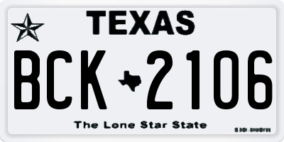 TX license plate BCK2106