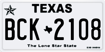 TX license plate BCK2108