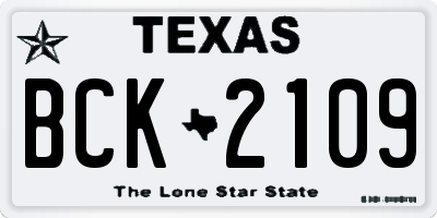 TX license plate BCK2109