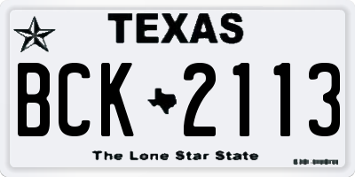 TX license plate BCK2113