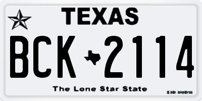 TX license plate BCK2114