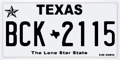 TX license plate BCK2115