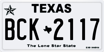 TX license plate BCK2117