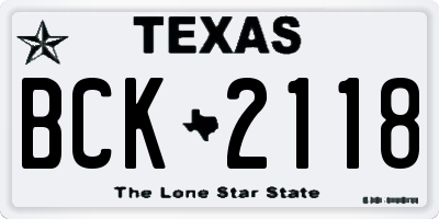 TX license plate BCK2118