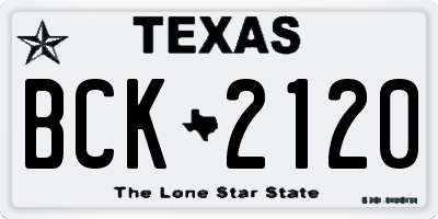 TX license plate BCK2120