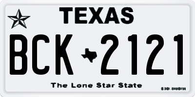 TX license plate BCK2121