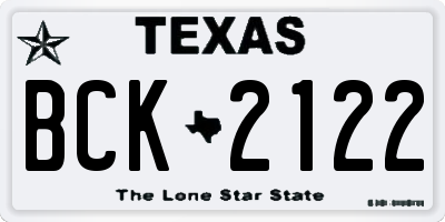 TX license plate BCK2122