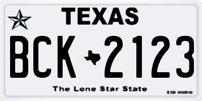 TX license plate BCK2123