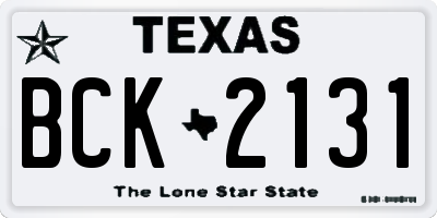 TX license plate BCK2131