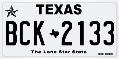 TX license plate BCK2133