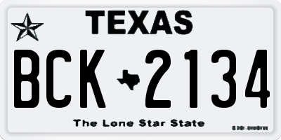 TX license plate BCK2134