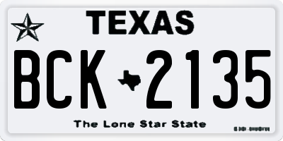 TX license plate BCK2135