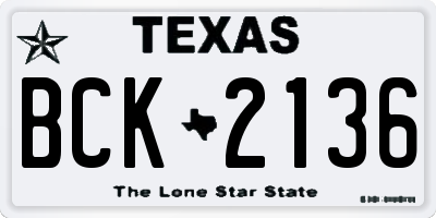 TX license plate BCK2136