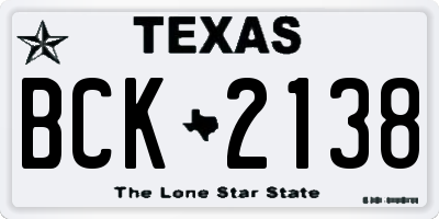 TX license plate BCK2138