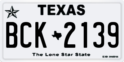 TX license plate BCK2139