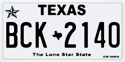 TX license plate BCK2140