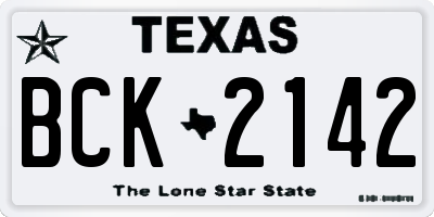 TX license plate BCK2142