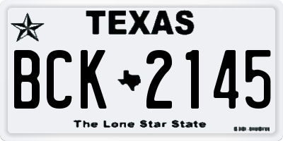 TX license plate BCK2145