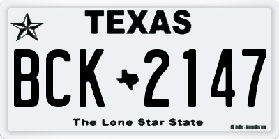 TX license plate BCK2147