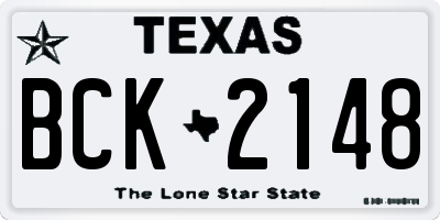 TX license plate BCK2148