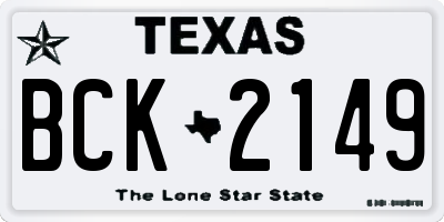 TX license plate BCK2149