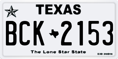 TX license plate BCK2153