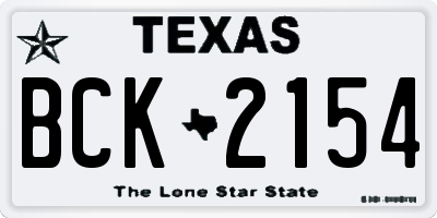 TX license plate BCK2154