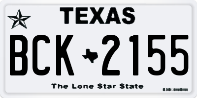 TX license plate BCK2155