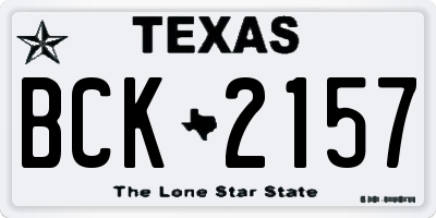 TX license plate BCK2157
